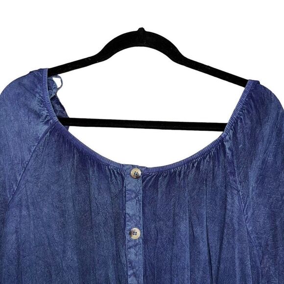 NWT MLLE GABRIELLE Hand Dyed Off The Shoulder Faux Denim Dress Size 2X - Picture 6 of 7